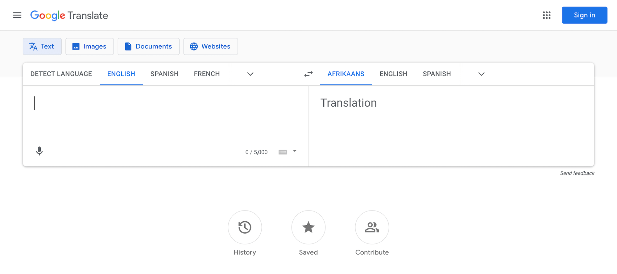 Translate English To Afrikaans GTranslate