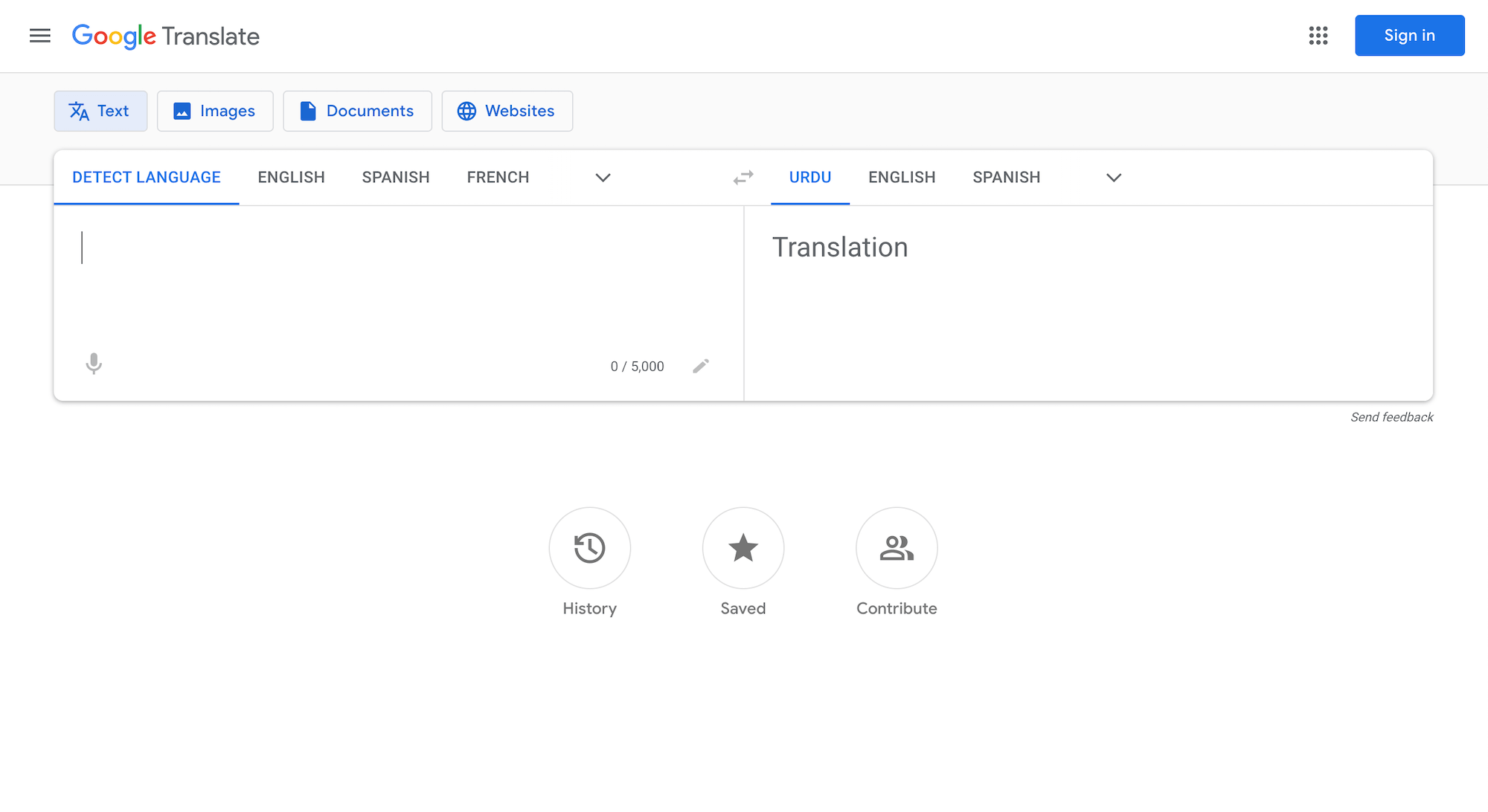 Translate English To Urdu GTranslate